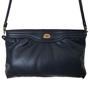 Vintage Etienne Aigner navy leather handbag purse
